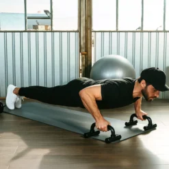 Gorilla Sports Ab Roller Set inkl, Kniematten, Springseil und Liegestützgriffe Schwarz