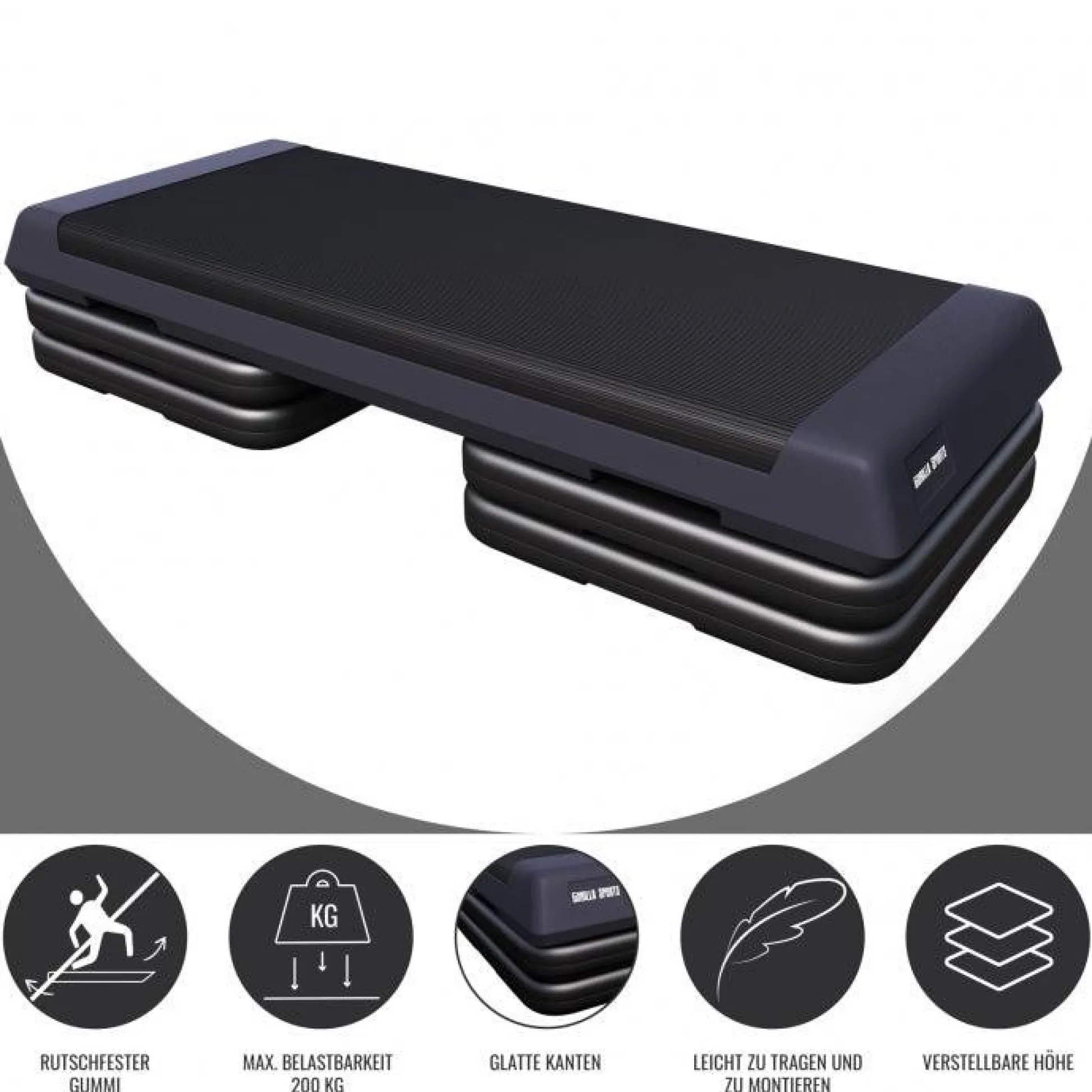 Gorilla Sports Aerobic Stepper mit rutschfester Oberfläche Schwarz Discount