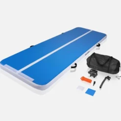 Gorilla Sports AirTrack Turnmatte mit 10 cm Dicke und 3 - 5 m Länge Blau New