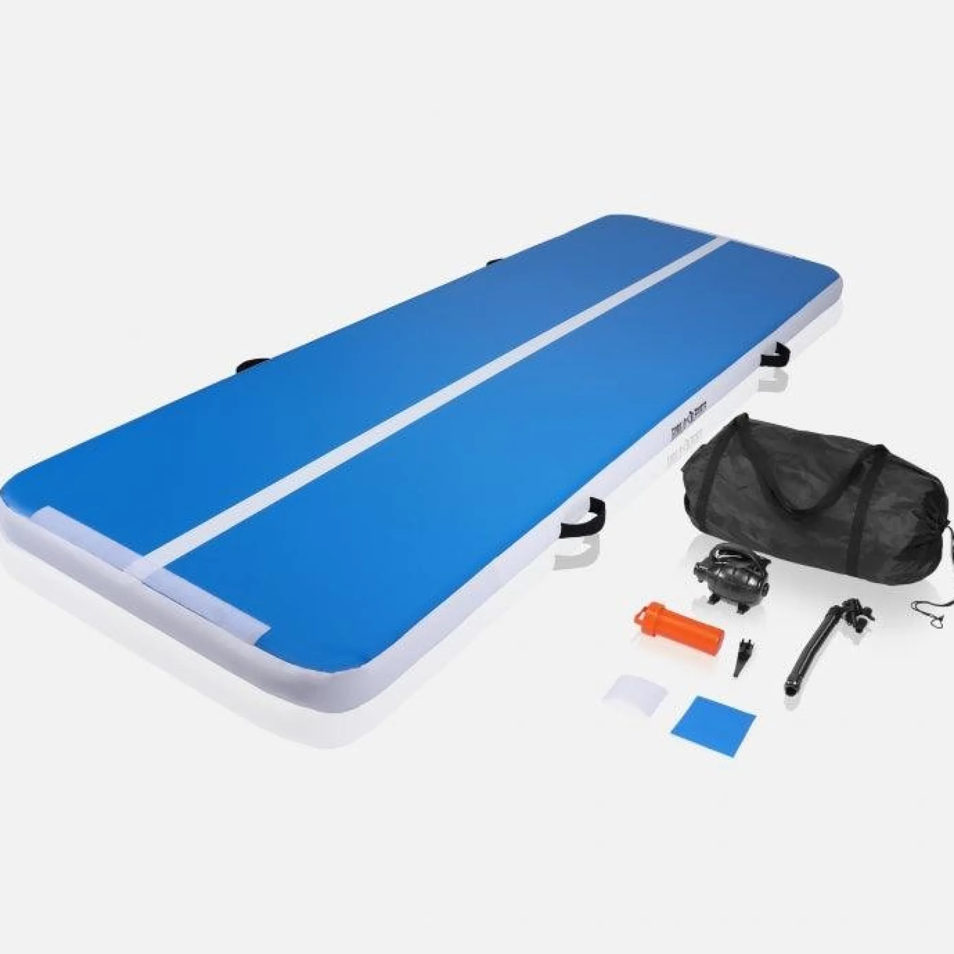 Gorilla Sports AirTrack Turnmatte mit 10 cm Dicke und 3 - 5 m Länge Blau New