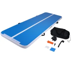 Gorilla Sports AirTrack Turnmatte mit 10 cm Dicke und 3 - 5 m Länge Blau New
