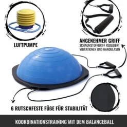Gorilla Sports Balance Ball mit Widerstandsbändern Blau / Schwarz Clearance