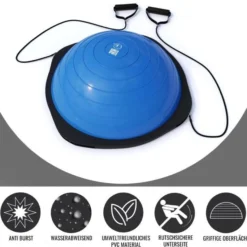 Gorilla Sports Balance Ball mit Widerstandsbändern Blau / Schwarz Clearance