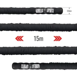Gorilla Sports Battle Rope inkl, Wandbefestigung aus Nylon und 9 - 15 m Länge Schwarz Online