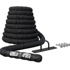 Gorilla Sports Battle Rope inkl, Wandbefestigung aus Nylon und 9 - 15 m Länge Schwarz Outlet
