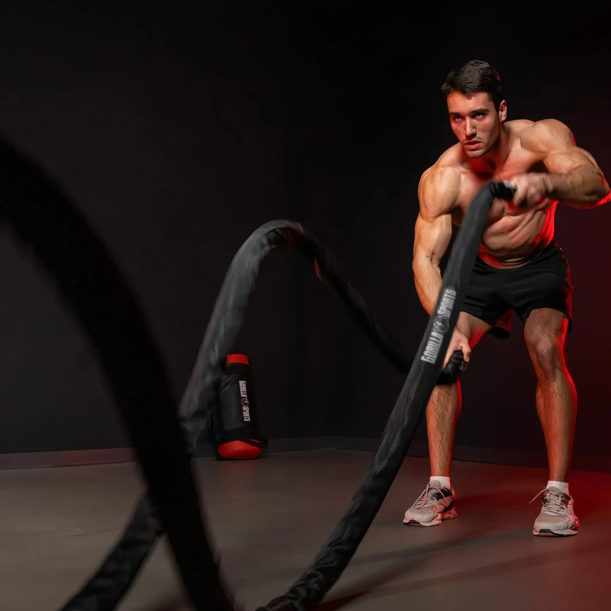 Gorilla Sports Battle Rope inkl, Wandbefestigung aus Nylon und 9 - 15 m Länge Schwarz Outlet