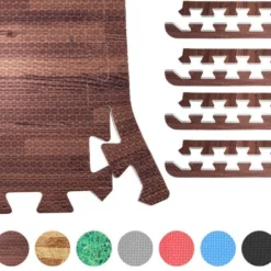 Gorilla Sports Bodenschutzmatten Endstücke mit 8 Teilen Holzoptik Dunkel Sale