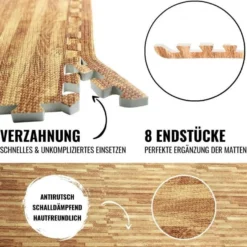 Gorilla Sports Bodenschutzmatten Endstücke mit 8 Teilen Holzoptik