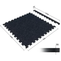 Gorilla Sports Bodenschutzmattenset Gummi 60x60 cm - 4 Matten inkl Endstücke Schwarz / Blau Sale
