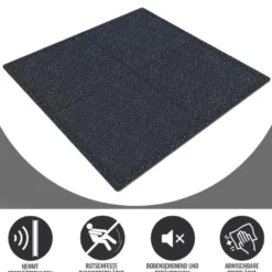 Gorilla Sports Bodenschutzmattenset Gummi 60x60 cm - 4 Matten inkl Endstücke Schwarz / Weiß Discount