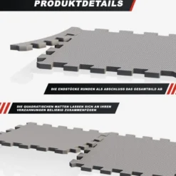Gorilla Sports Bodenschutzmattenset 30x30cm - 18 Matten inkl, Endstücke Schwarz Outlet