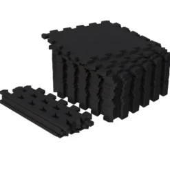 Gorilla Sports Bodenschutzmattenset 30x30cm - 18 Matten inkl, Endstücke Schwarz Outlet