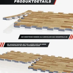 Gorilla Sports Bodenschutzmattenset 30x30cm - 18 Matten inkl, Endstücke Holzoptik Discount
