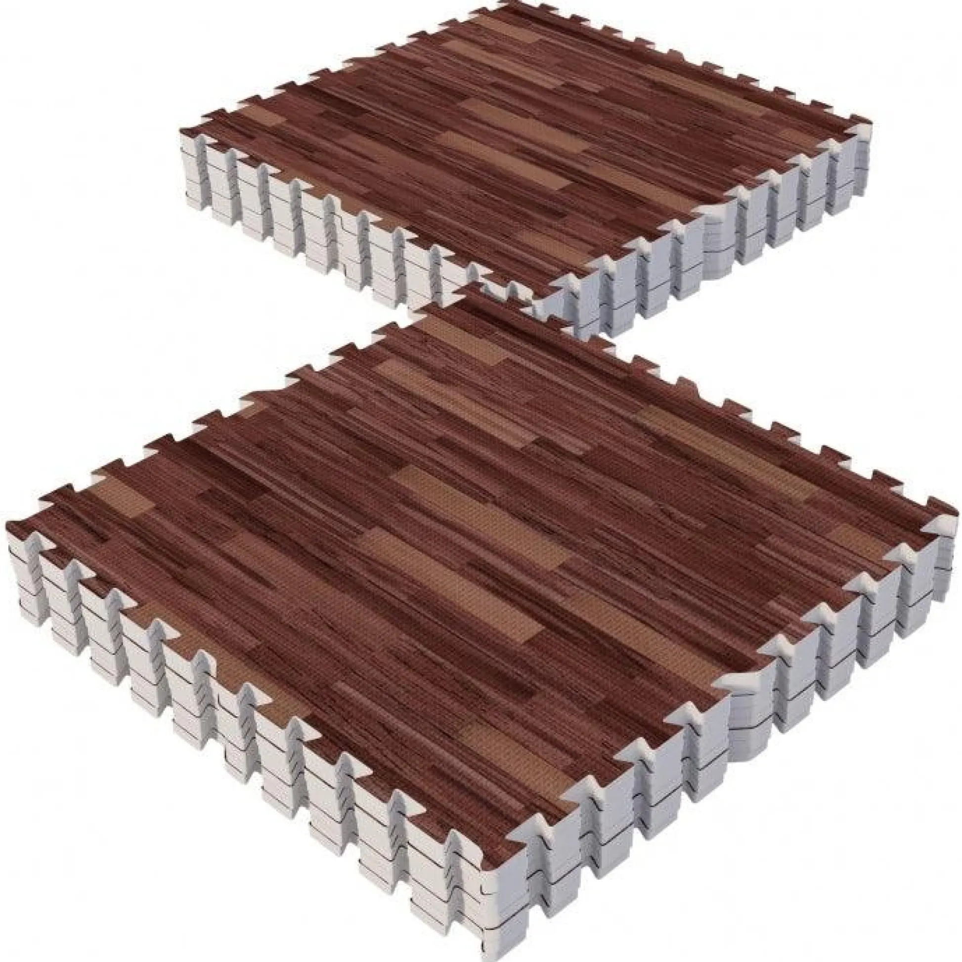 Gorilla Sports Bodenschutzmattenset 60x60 cm - 16 Matten Holzoptik Dunkel