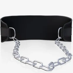 Gorilla Sports Dip Gürtel gepolstert aus Nylon mit Kette und Karabinern Schwarz Outlet