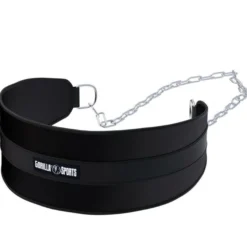 Gorilla Sports Dip Gürtel gepolstert aus Nylon mit Kette und Karabinern Schwarz Outlet