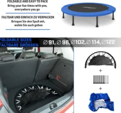 Physionics Fitness Trampolin 81 - 122 cm Schwarz / Blau Outlet