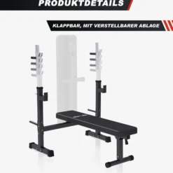 Gorilla Sports Hantelbank mit Ablage breit Schwarz Online