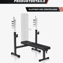 Gorilla Sports Hantelbank mit Ablage breit inkl, Hantelset 40/70/100 kg Schwarz Discount