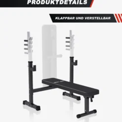 Gorilla Sports Hantelbank mit Ablage breit inkl, Hantelset 40/70/100 kg Schwarz Discount