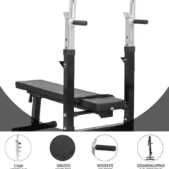 Gorilla Sports Hantelbank mit Ablage inkl, Langhantel Set Gripper 100 kg Weiss Online