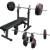 Gorilla Sports Hantelbank mit Ablage inkl, Langhantel Set Gripper 100 kg Schwarz Clearance