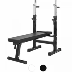 Gorilla Sports Hantelbank mit Ablage inkl, Langhantel Set Gripper 100 kg Schwarz Clearance