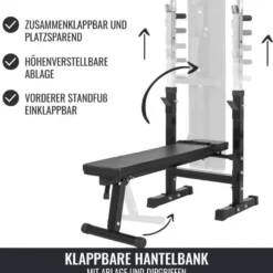 Gorilla Sports Hantelbank mit Ablage Komplettset 100 kg Weiss Hot