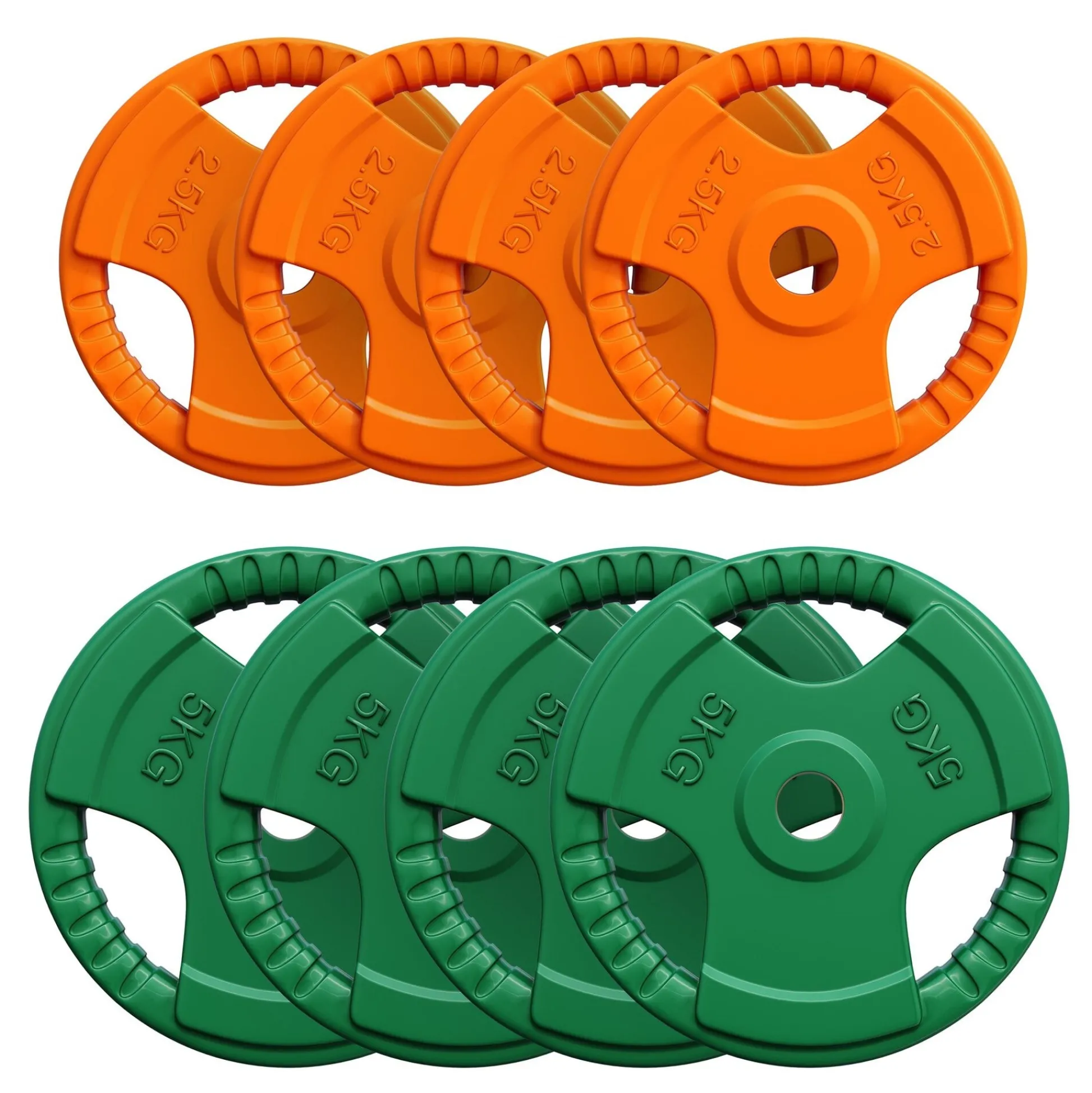 Gorilla Sports Hantelscheibe Gummi Gripper 1,25 - 25 kg Orange / Grün Discount