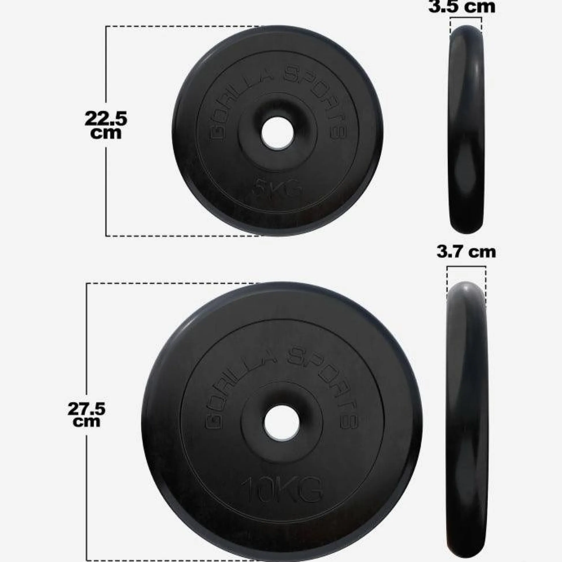 Gorilla Sports Hantelscheibe Gummi 0,5 - 25 kg Schwarz Sale