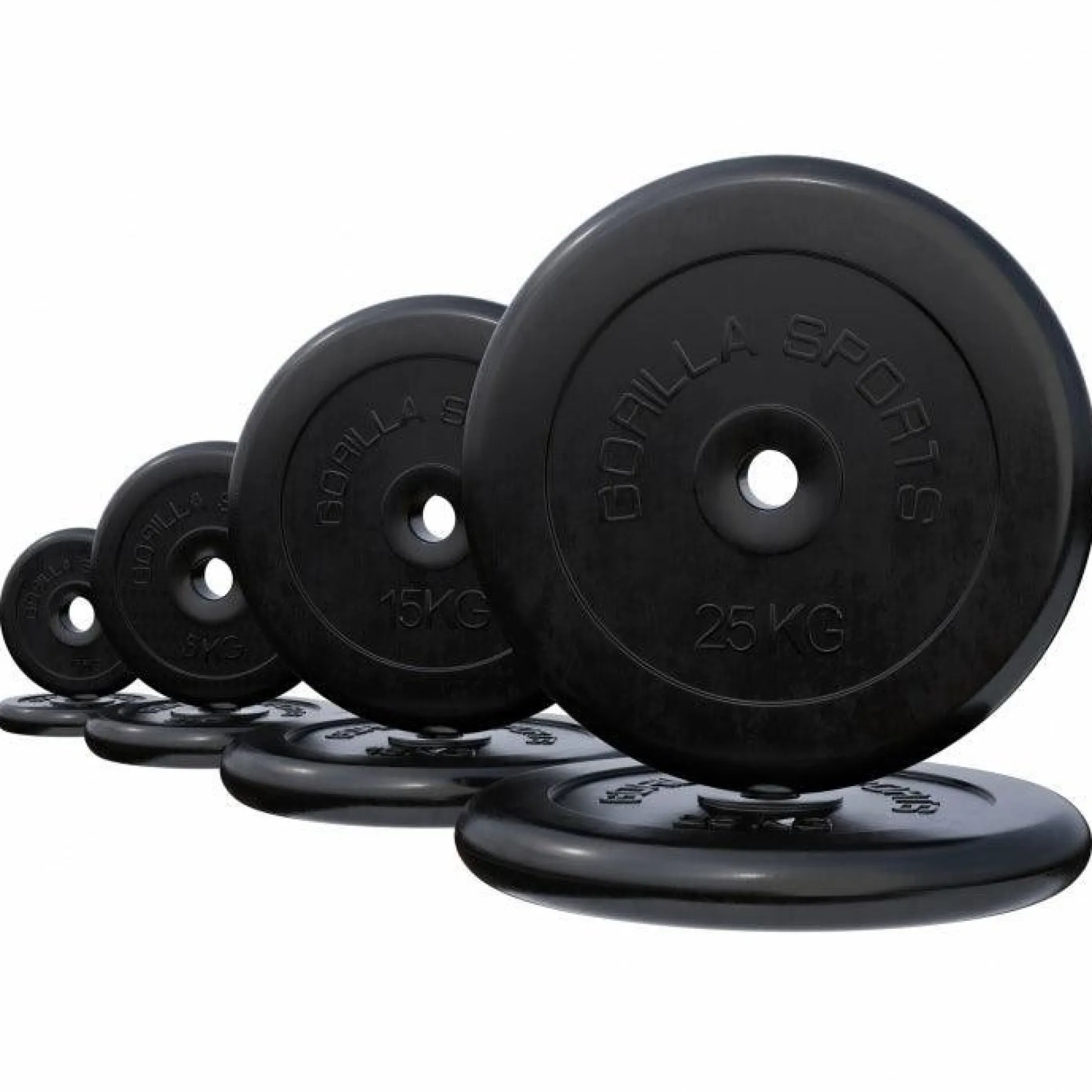 Gorilla Sports Hantelscheibe Gummi 0,5 - 25 kg Schwarz Clearance