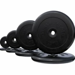 Gorilla Sports Hantelscheibe Gummi 0,5 - 25 kg Schwarz Online