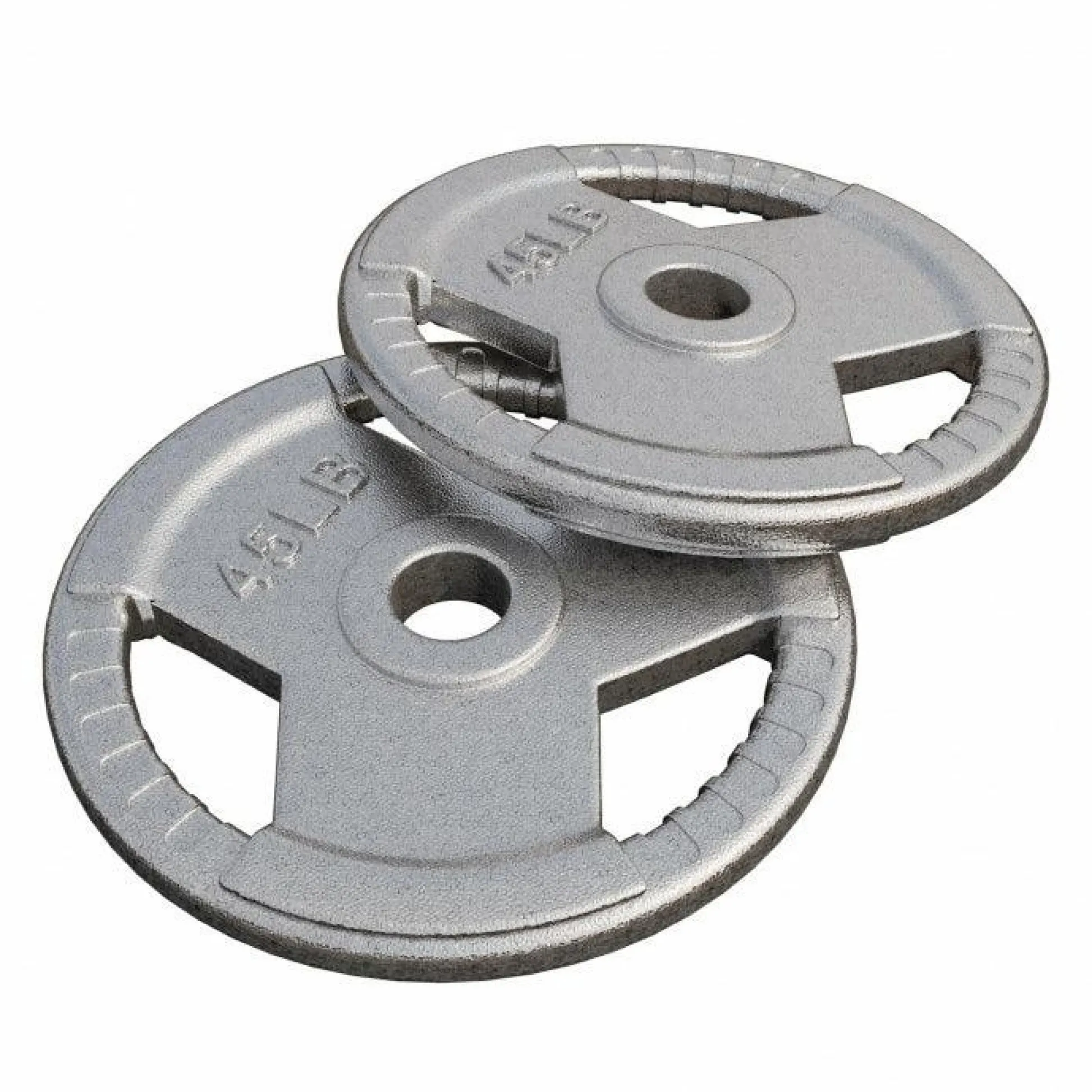 Gorilla Sports Hantelscheibe Gusseisen Gripper - 2,5-45 lb (1,1-20,4 kg), 2" (50/51 mm), Silber Sale