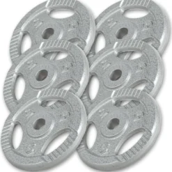 Gorilla Sports Hantelscheibe Gusseisen Gripper 0,5 - 20 kg Silber Outlet