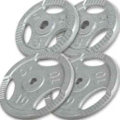 Gorilla Sports Hantelscheibe Gusseisen Gripper 0,5 - 20 kg Silber Best