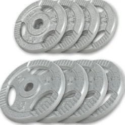 Gorilla Sports Hantelscheibe Gusseisen Gripper 0,5 - 20 kg Silber Sale