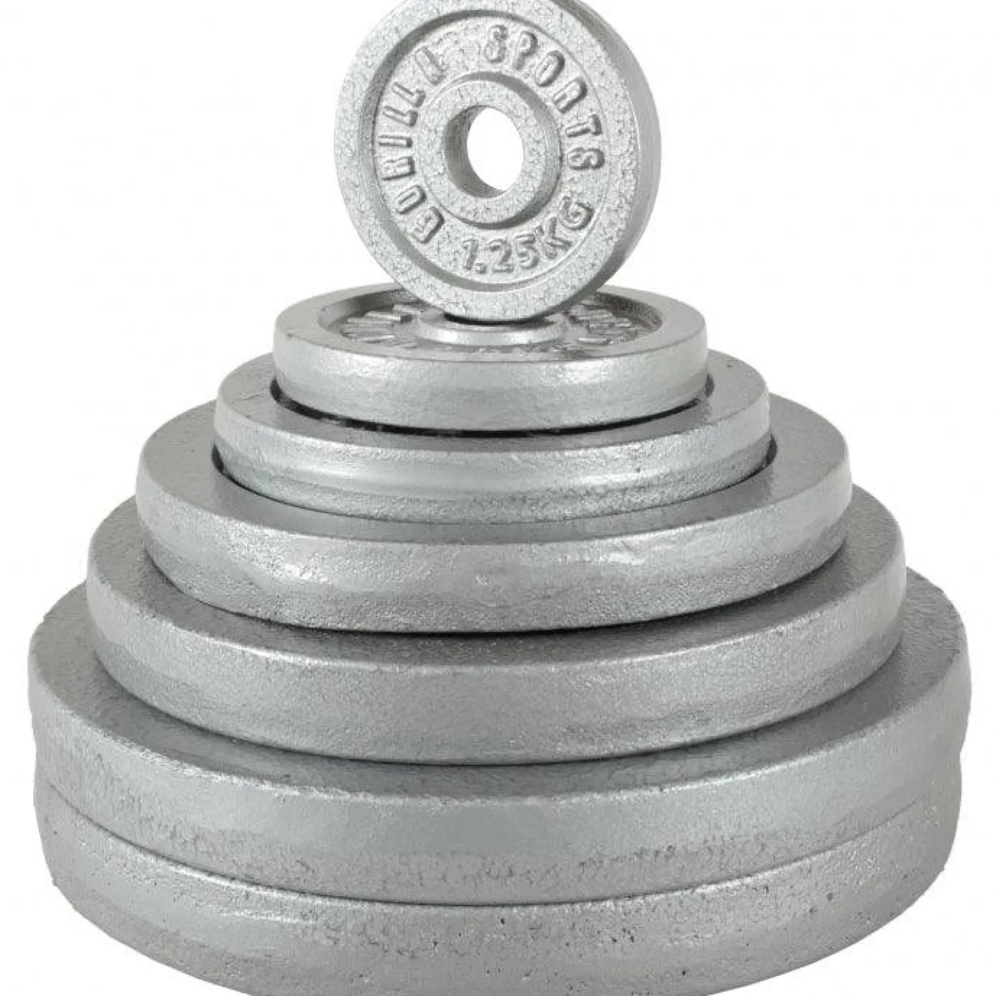 Gorilla Sports Hantelscheibe Gusseisen 0,5 - 30 kg Silber Sale