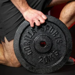 Gorilla Sports Hantelscheibe Gusseisen 0,5 - 30 kg Silber Hot