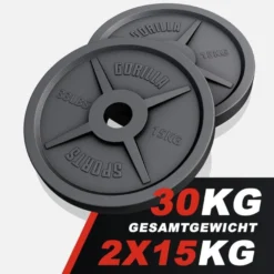 Gorilla Sports Hantelscheibe Gusseisen Olympia 1,25 - 25 kg Schwarz New