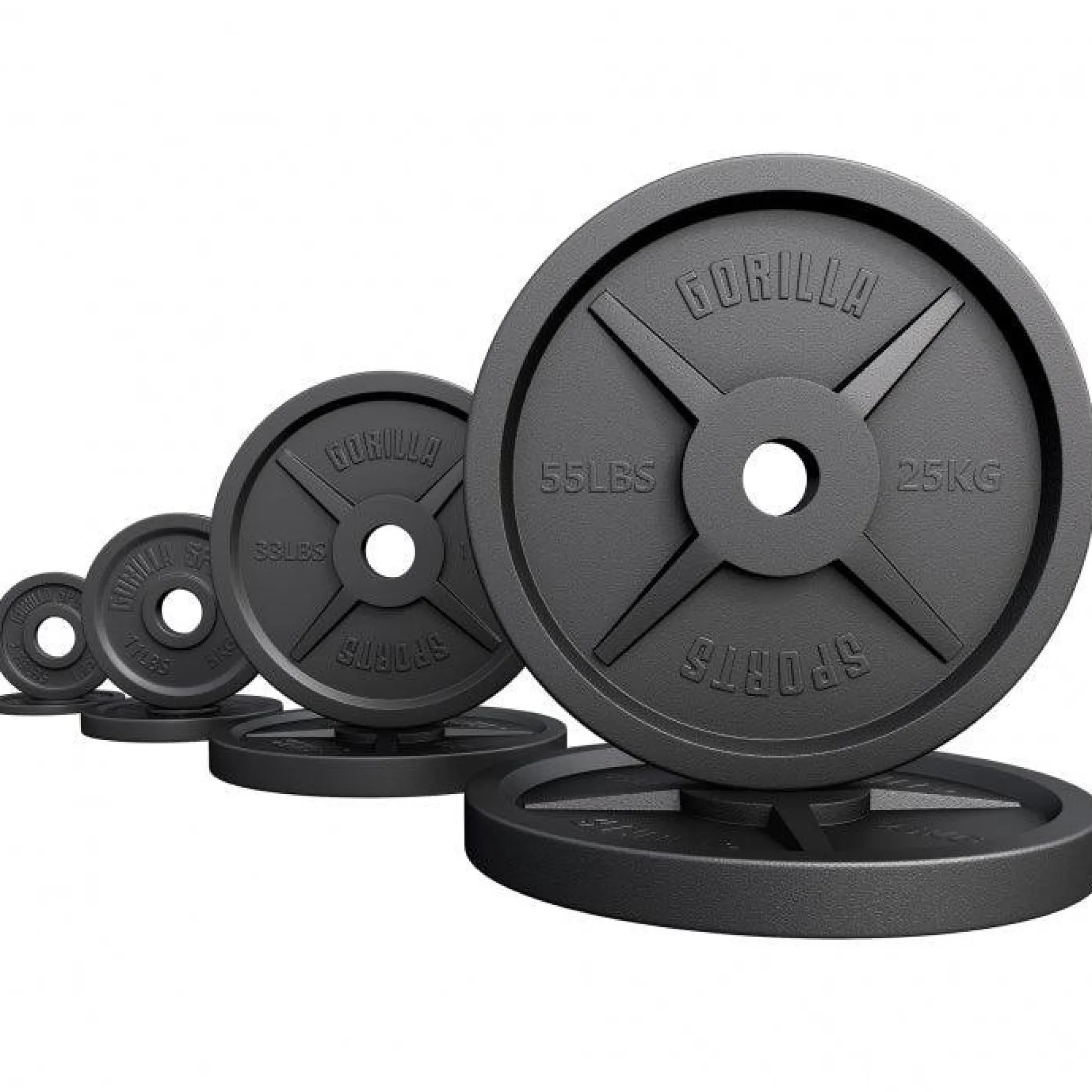 Gorilla Sports Hantelscheibe Gusseisen Olympia 1,25 - 25 kg Schwarz New