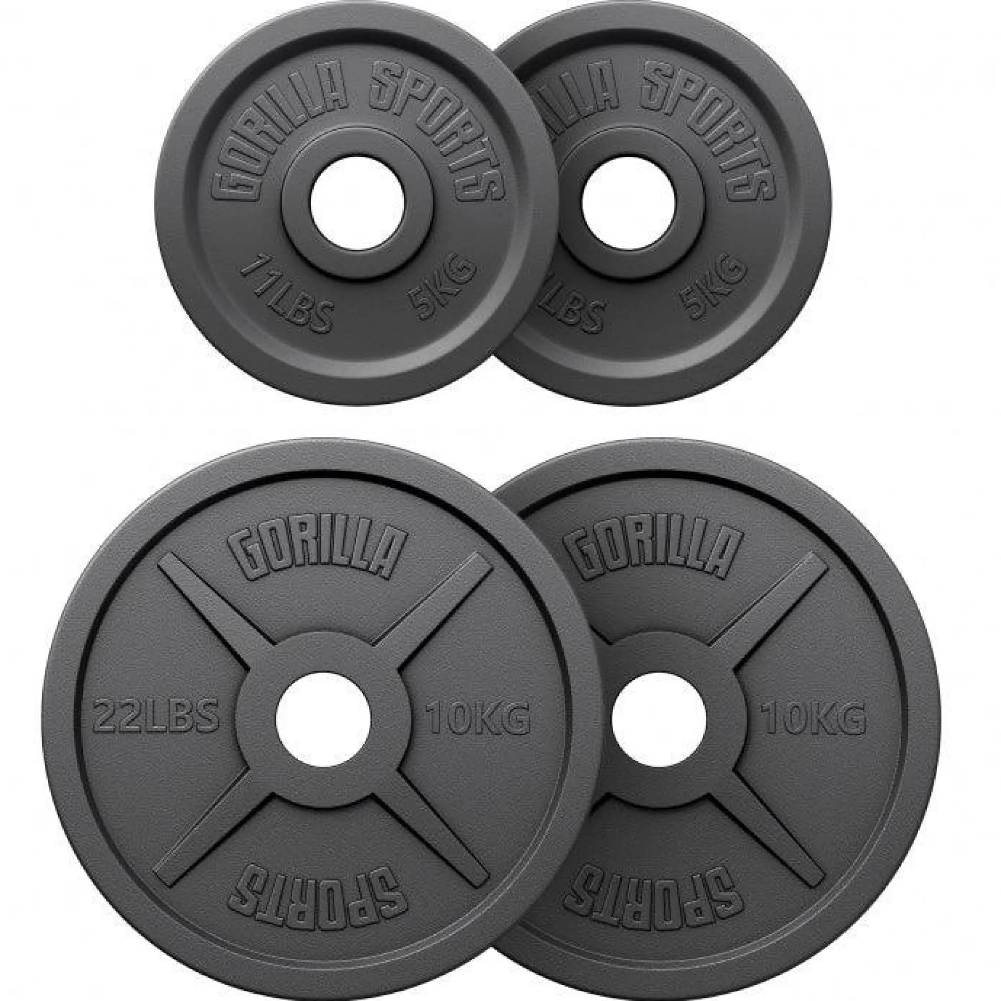 Gorilla Sports Hantelscheibe Gusseisen Olympia 1,25 - 25 kg Schwarz