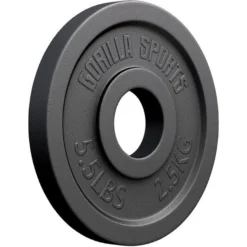Gorilla Sports Hantelscheibe Gusseisen Olympia 1,25 - 25 kg Schwarz Hot