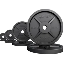 Gorilla Sports Hantelscheibe Gusseisen Olympia 1,25 - 25 kg Schwarz Sale