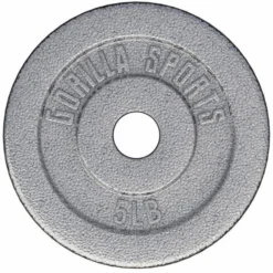 Gorilla Sports Hantelscheibe Guss - 2,5 - 55 Pfund (1,1 - 24,9 kg), Ø 1" (2,5 cm), Gusseisen Silber Hot