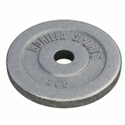 Gorilla Sports Hantelscheibe Guss - 2,5 - 55 Pfund (1,1 - 24,9 kg), Ø 1" (2,5 cm), Gusseisen Silber Outlet