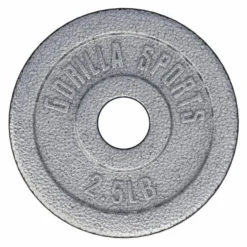 Gorilla Sports Hantelscheibe Guss - 2,5 - 55 Pfund (1,1 - 24,9 kg), Ø 1" (2,5 cm), Gusseisen Silber Outlet