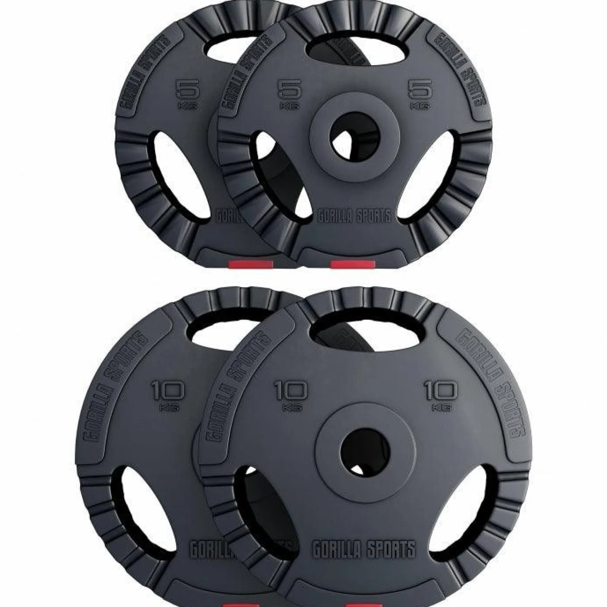 Gorilla Sports Hantelscheibe Kunststoff Gripper Olympia 1,25 - 15 kg Schwarz / Rot Sale