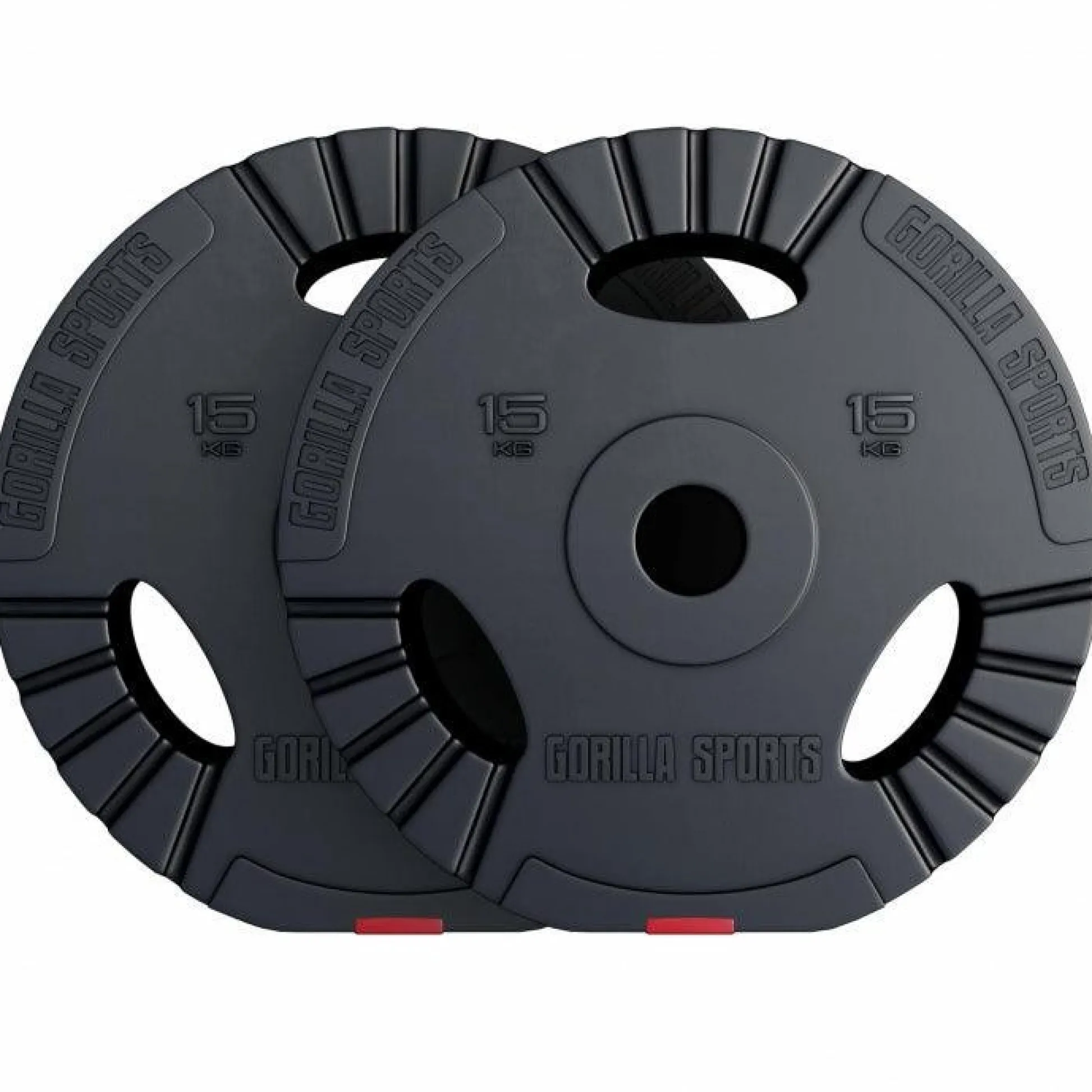 Gorilla Sports Hantelscheibe Kunststoff Gripper Olympia 1,25 - 15 kg Schwarz / Rot Sale
