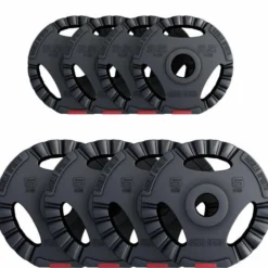 Gorilla Sports Hantelscheibe Kunststoff Gripper Olympia 1,25 - 15 kg Schwarz / Rot Sale