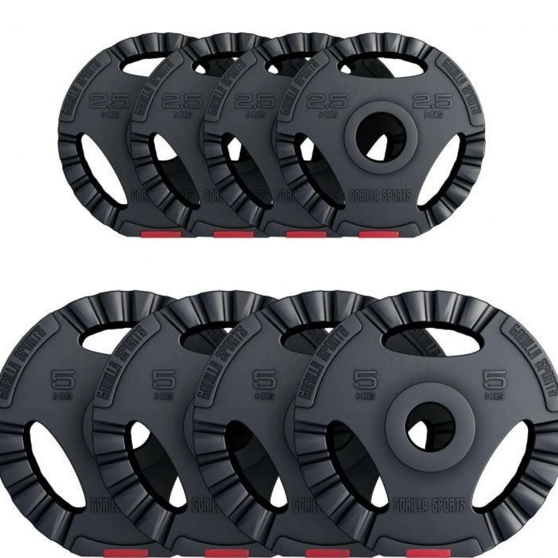 Gorilla Sports Hantelscheibe Kunststoff Gripper Olympia 1,25 - 15 kg Schwarz / Rot Sale